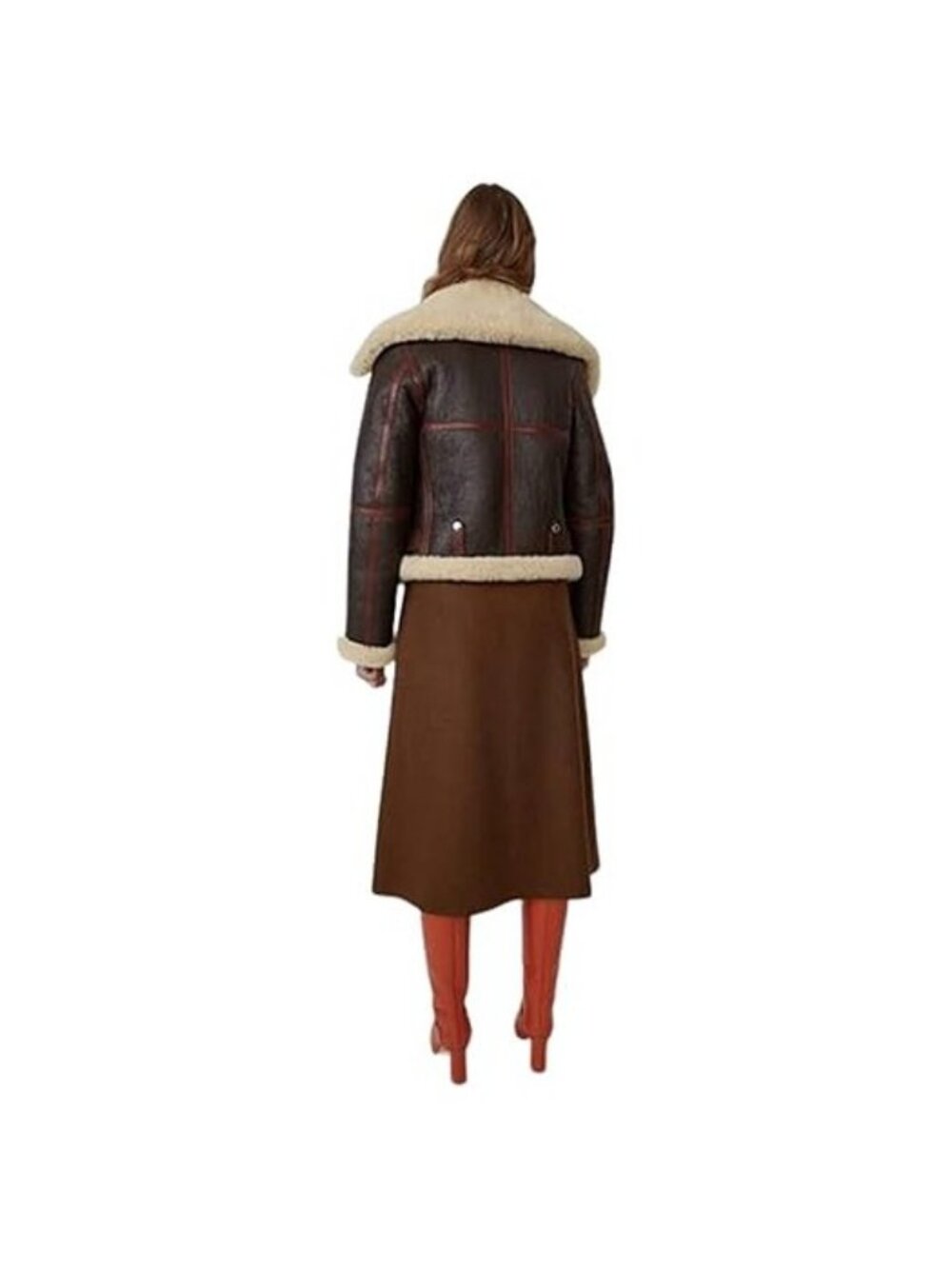 Women B3 Sheepskin Aviator Flight Fur Shearling Short Bomber Jacket - Picture 3 of 3